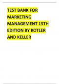 TEST BANK FOR MARKETING MANAGEMENT 15TH EDITION BY KOTLER AND KELLER.