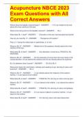 Acupuncture NBCE 2023 Exam Questions with All Correct Answers 