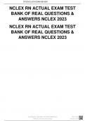 ANSWERS NCLEX 2023 NCLEX RN ACTUAL EXAM TESTBANK OF REAL QUESTIONS &ANSWERS NCLEX 2023