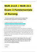 NUR 2115 / NUR 211 Exam 2 Fundamentals of Nursing