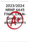 2023/2024 NRNP 6645 FINAL EXAM- Questions and Answers