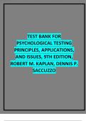 TEST BANK FOR PSYCHOLOGICAL TESTING PRINCIPLES, APPLICATIONS, AND ISSUES, 9TH EDITION 2024 LATEST UPDATE BY  ROBERT M. KAPLAN, DENNIS P. SACCUZZO.