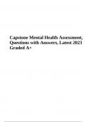 Capstone Mental Health Assessment , Questions with Answers, Latest 2023 Graded A+