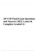 AP CSP Final Exam Questions and Answers 2023, Latest Complete Graded A+