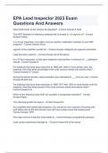 EPA Lead Inspector 2023 Exam Questions And Answers 