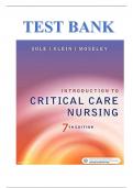 TEST BANK FOR INTRODUCTION TO CRITICAL CARE NURSING, 7TH EDITION, BY MARY LOU SOLE, DEBORAH GOLDENBERG KLEIN, MARTHE J. MOSELEY