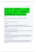 OAE 021 TESOL I on the  first try 100% CORRECT  ANSWERS 2023/2024