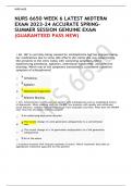 NURS 6650 WEEK 6 LATEST MIDTERM  EXAM 2023-24 ACCURATE SPRINGSUMMER SESSION GENUINE EXAM  (GUARANTEED PASS NEW