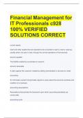 Financial Management for IT Professionals c928 100% VERIFIED SOLUTIONS CORRECT Q