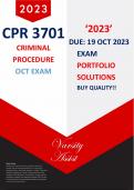 CPR3701 – “2023” OCT EXAM/PORTFOLIO SOLUTIONS (DUE 19 OCT 2023) 
