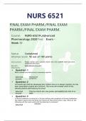 NURS 6521 FINAL EXAM PHARM./FINAL EXAM PHARM./FINAL EXAM PHARM.  Course	NURS-6521N,Advanced Pharmacology.2020 Test	Exam - Week 11