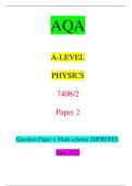 AQA A-LEVEL PHYSICS 7408/2 Paper 2 Question Paper + Mark scheme [MERGED] June 2022