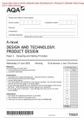 Actual 2024 AQA A-LEVEL DESIGN AND TECHNOLOGY: PRODUCT DESIGN 7552/2 Paper 2 Designing and Making Principles Merged Question Paper + Mark Scheme