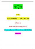 AQA GCSE ENGLISH LITERATURE 8702/1N Paper 1N 19th-century novel Question Paper + Mark scheme [MERGED] June 2022