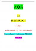 AQA AS PSYCHOLOGY 7181/1 Paper 1 Introductory topics in Psychology Question Paper + Mark scheme [MERGED] June 2022