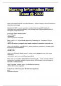 Nursing Informatics Final Exam @ 2023