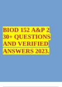 BIOD 152 A&P 2 30+ QUESTIONS AND VERIFIED ANSWERS 2023.