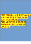 PGA PGM Level 1 3.0 Teaching and Coaching EXAM BANK 200+ QUESTIONS AND VERIFIED CORRECT ANSWERS 2023 LATEST UPDATE.