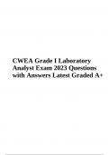 CWEA Grade I Laboratory Analyst Exam 2023 Questions with Answers Latest Graded A+