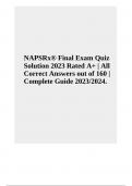 NAPSRx® Final Exam Quiz Solution 2023 Graded A+ | Correct Answers Complete Guide 2023.