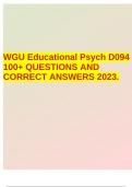 WGU Educational Psych D094 100+ QUESTIONS AND CORRECT ANSWERS 2023.