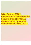 WGU Course C836 - Fundamentals of Information Security 200 questions and correct answers 2023. 