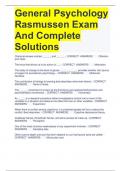 General Psychology Rasmussen Exam And Complete Solutions