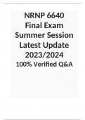 NRNP 6640 Final Exam Summer Session Latest Update 2023/2024 100% Verified Q&A