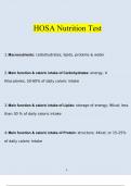 HOSA Nutrition Test Questions and Answers 2023 (Verified Answers)