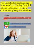 Test Bank for Davis Advantage for Maternal-Child Nursing Care 3rd Edition by Scannell Ruggiero Chapter 1-21|Complete Guide A+
