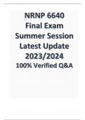 NRNP 6640 Final Exam Summer Session Latest Update 2023-2024 100% Verified Q&A