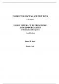 Early Literacy in Preschool and Kindergarten A Multicultural Perspective 4e Janice Beaty, Linda Pratt (Instructor Manual with Test Bank)