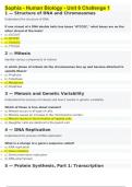 Sophia - Human Biology - Unit 6 Challenge 1 1 — Structure of DNA and Chromosomes Understand the structure of DNA. If one strand of a DNA double helix has bases "ATCCGC," what bases are on the other strand of the helix? •	a.) GCCGAT •	b.) GCTTAT •	c.