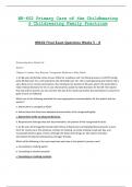 Final Exam Questions Weeks 5 - 8 - NR602 / NR-602 / NR 602 (Latest 2022 / 2023) : Primary Care of the Childbearing and Childrearing Family Practicum - Chamberlain