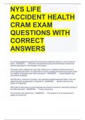 NYS LIFE ACCIDENT HEALTH CRAM EXAM QUESTIONS WITH CORRECT ANSWERS