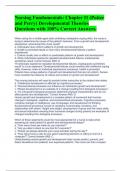 Nursing Fundamentals: Chapter 11 (Potter and Perry) Developmental Theories Questions with 100% Correct Answers.