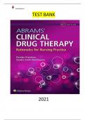 COMPLETE - Elaborated Test bank for Abrams Clinical Drug Therapy Rationales for Nursing Practice 12Ed.Frandsen ALL Chapters Included(1-61)-Download to ACE your Exam at the first Attempt!