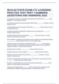 NCIA AZ STATE EXAM LTC LICENSING PRACTICE TEST PART 1 NUMBERS (QUESTIONS AND ANSWERS) 2023