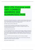 HESI LPN- Entrance exam 100% CORRECT  ANSWERS 2023  GUARANTEED PASS