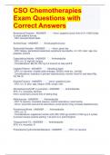 CSO Chemotherapies Exam Questions with Correct Answers