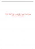 NURS 6512 Week 1, 2, 3, 4, 5, 6, 7, 8, 9, 10, 11 Quiz (2 Latest Versions of Each Quiz)/ NURS 6512N Week 1, 2, 3, 4, 5, 6, 7, 8, 9, 10, 11 Quiz |100% Correct and Verified Q & A|