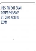 HESI RN EXIT EXAM COMPREHENSIVE V1- 2021 ACTUAL EXAM