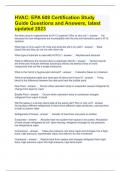 HVAC: EPA 608 Certification Study Guide Questions and Answers, latest updated 2023