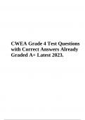 CWEA Grade 4 Test Questions with Correct Answers Already Graded 2023.