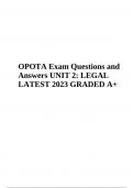 OPOTA Exam Prep Questions with Correct Answers 100% Latest Graded A+ 2023 | OPOTA Exam Practice Questions with Answers 2023 Latest Graded A+ | OPOTA Refresher Test Questions and Answers (Already Passed) Latest 2023 | OPOTA Exam Questions and Answers UNIT 