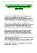 Elementary Education Praxis 5004 Exam With Complete Solution Graded A+