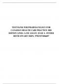 TEST BANK FOR PHARMACOLOGY FOR CANADIAN HEALTH CARE PRACTICE 3RD EDITION LINDA LANE LILLEY JULIE S. SNYDER BETH SWART ISBN: 9781927406687