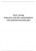 TEST BANK FOR ADVANCED ASSESSMENT 4TH EDITION BY GOOLSBY