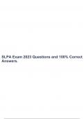 SLPA Exam 2023 Questions and 100% Correct Answers.