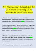 ATI Pharmacology Proctored 2019 Retake 1, 2, 3 & 4 Exam| Consisting Of 70 Latest Questions In Each Retake Exam | 100% Correct Answers